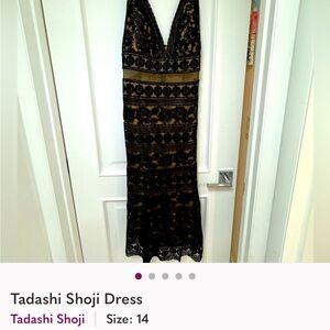 Tadashi Shoji Black and Gold Lace Maxi Dress